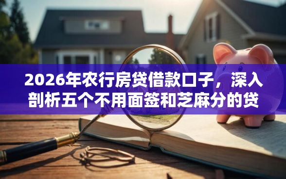 2026年农行房贷借款口子，深入剖析五个不用面签和芝麻分的贷款平台
