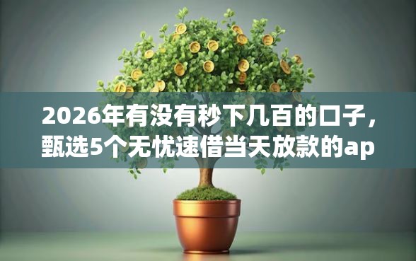 2026年有没有秒下几百的口子，甄选5个无忧速借当天放款的app