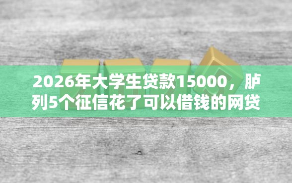 2026年大学生贷款15000，胪列5个征信花了可以借钱的网贷口子