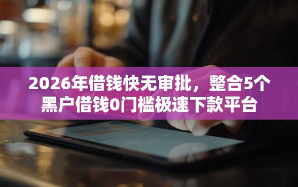 2026年借钱快无审批，整合5个黑户借钱0门槛极速下款平台