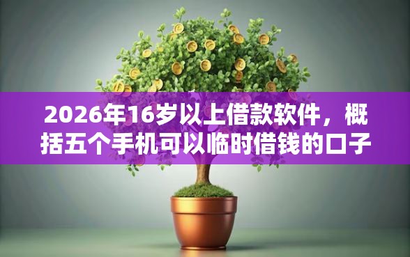 2026年16岁以上借款软件,概括五个手机可以临时借钱的口子 2026年16岁以上借款软件,概括五个手机可以临时借钱的口子