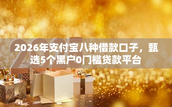 2026年支付宝八种借款口子，甄选5个黑户0门槛贷款平台