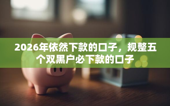 2026年依然下款的口子，规整五个双黑户必下款的口子