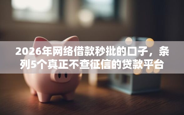 2026年网络借款秒批的口子，条列5个真正不查征信的贷款平台