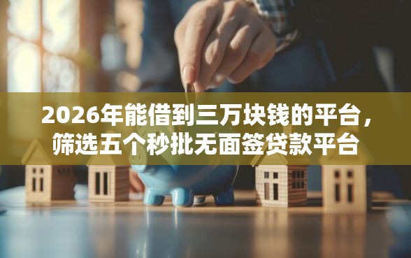 2026年能借到三万块钱的平台，筛选五个秒批无面签贷款平台
