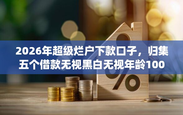 2026年超级烂户下款口子，归集五个借款无视黑白无视年龄100%秒过app