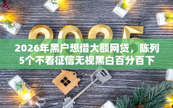2026年黑户想借大额网贷，陈列5个不看征信无视黑白百分百下款网贷软件