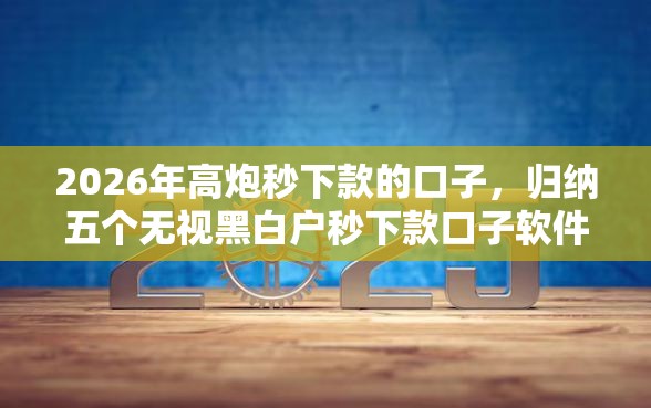 2026年高炮秒下款的口子，归纳五个无视黑白户秒下款口子软件