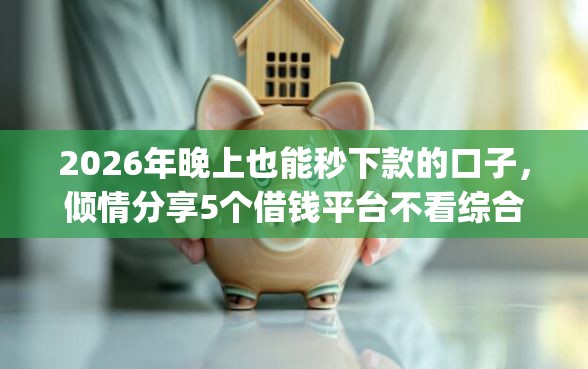 2026年晚上也能秒下款的口子，倾情分享5个借钱平台不看综合评估的app
