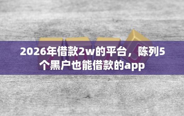 2026年借款2w的平台，陈列5个黑户也能借款的app