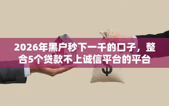 2026年黑户秒下一千的口子，整合5个贷款不上诚信平台的平台