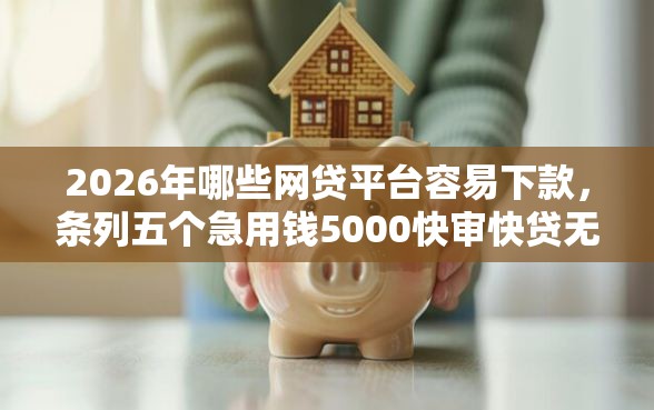 2026年哪些网贷平台容易下款，条列五个急用钱5000快审快贷无需征信平台