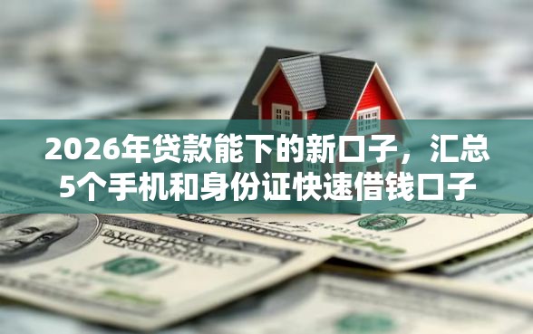 2026年贷款能下的新口子，汇总5个手机和身份证快速借钱口子