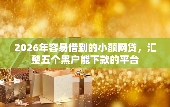 2026年容易借到的小额网贷，汇整五个黑户能下款的平台
