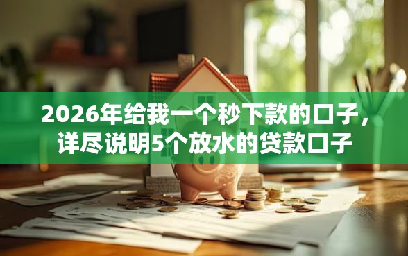 2026年给我一个秒下款的口子，详尽说明5个放水的贷款口子