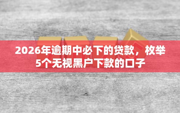 2026年逾期中必下的贷款，枚举5个无视黑户下款的口子