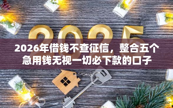 2026年借钱不查征信，整合五个急用钱无视一切必下款的口子
