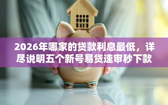 2026年哪家的贷款利息最低，详尽说明五个新号易贷速审秒下款平台