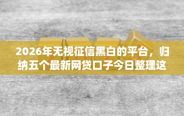 2026年无视征信黑白的平台，归纳五个最新网贷口子今日整理这五个app