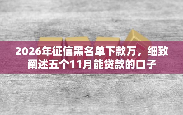 2026年征信黑名单下款万，细致阐述五个11月能贷款的口子