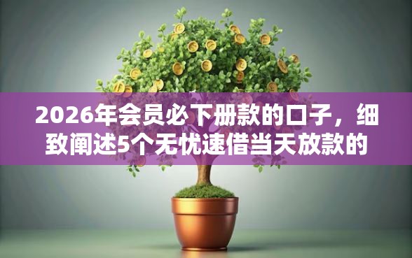 2026年会员必下册款的口子，细致阐述5个无忧速借当天放款的平台