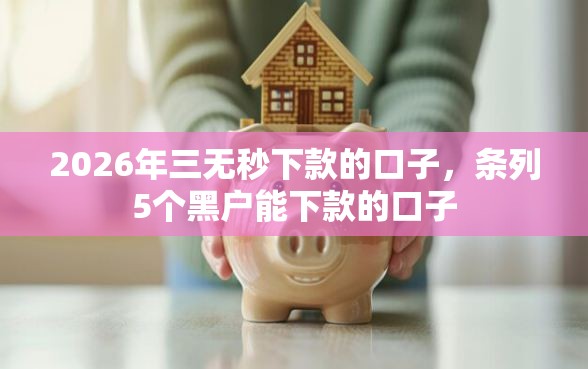 2026年三无秒下款的口子，条列5个黑户能下款的口子