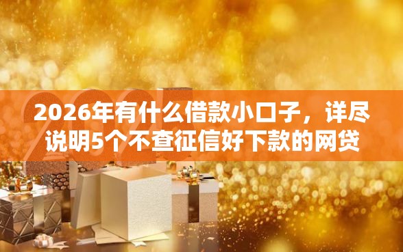 2026年有什么借款小口子，详尽说明5个不查征信好下款的网贷软件